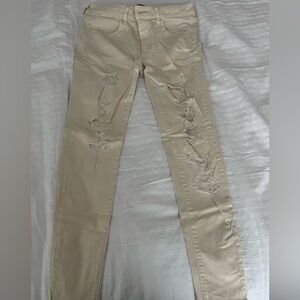 American Eagle Outfitters Beige Distressed Skinny Jeans